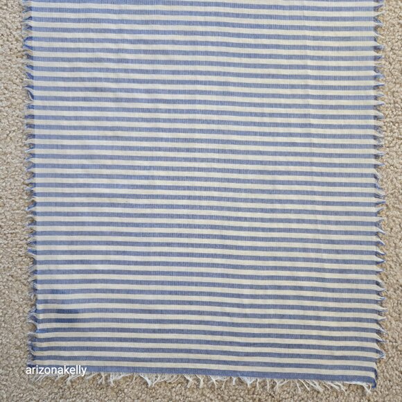 Brooks Brothers Lightweight Cotton Scarf Blue White Stripes - Picture 2 of 9